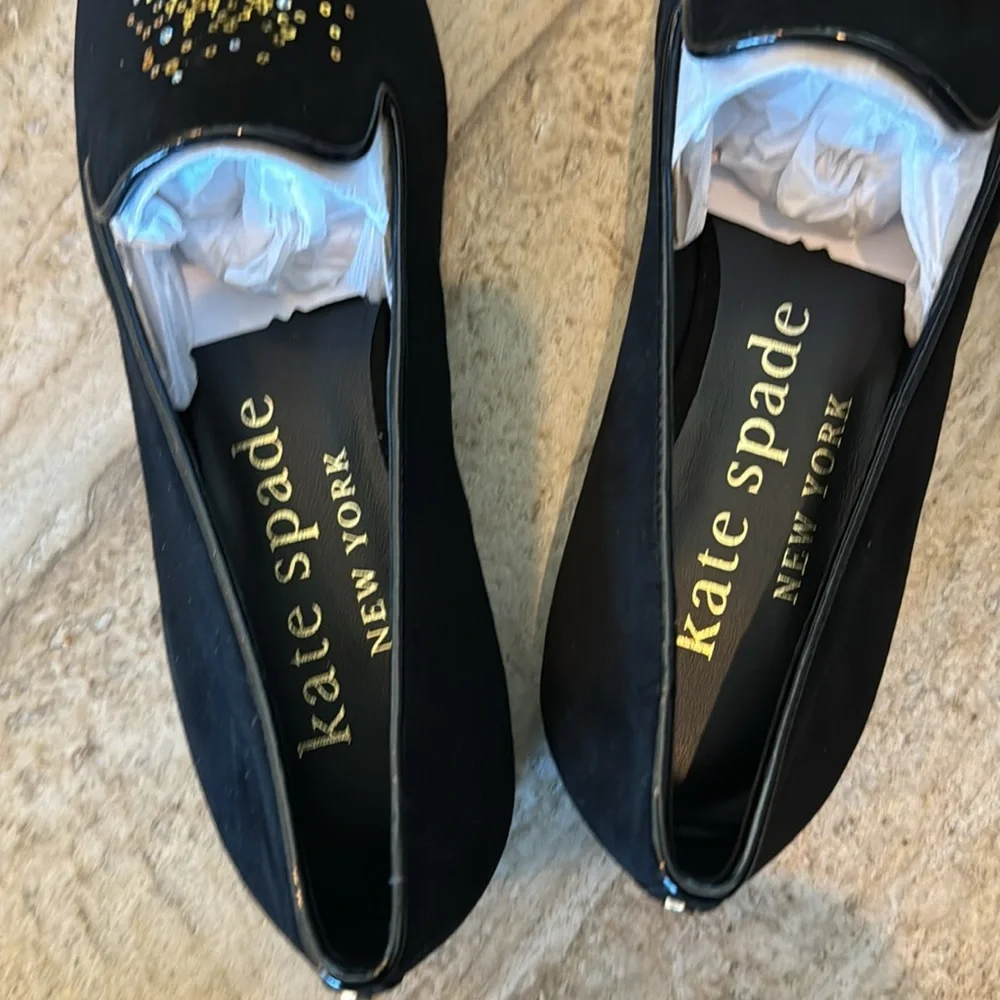 NWOB Kate Spade Lounge Fizzy Loafer Suede Embroidered Champagne Toast Size 7.5